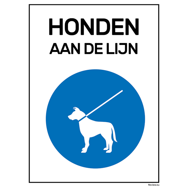Bord Honden aan de lijn - 15x20 cm