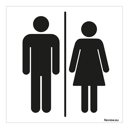 Bord dames/heren toilet - zwart - wit - 10x10 cm