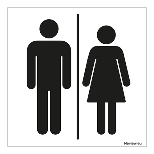 Bord dames/heren toilet - zwart - wit - 10x10 cm