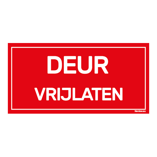 Sticker - Deur vrij laten - Rood -  20x10 cm