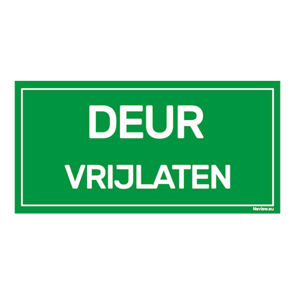 Sticker - Deur vrij laten - 20x10 cm