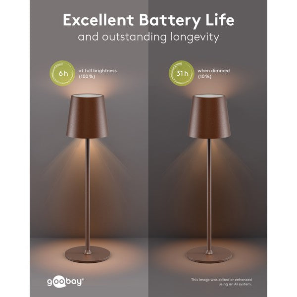 Draadloze LED-Tafellamp RGBW – 38 cm – Oplaadbaar – Koperkleurig