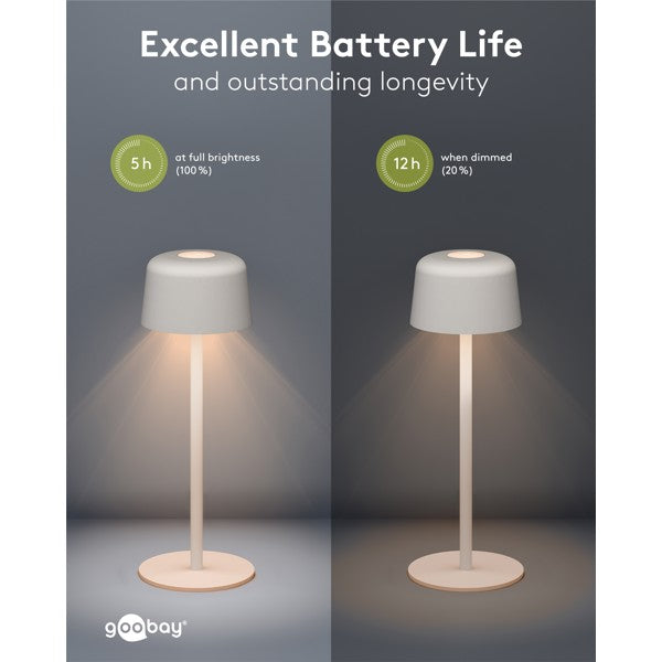 Draadloze LED-Tafellamp – 25 cm – Warm Wit – 3 Helderheidsstanden – Wit