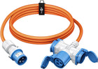 10 meter CEE camping stroomkabel - Met 2 extra stopcontacten - IP44 waterdicht - 3 x 2.5 mm² koperen kern