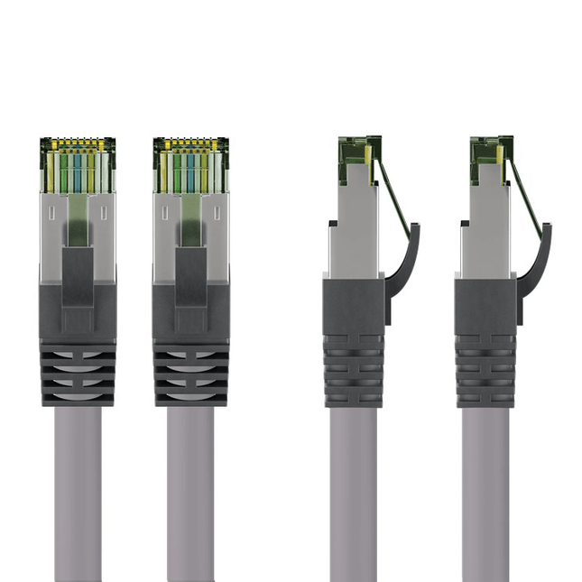 25 cm Cat 8 S/FTP (PiMF) netwerkkabel - 100% koper - LSZH - Grijs
