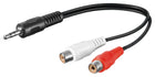 3,5 mm Jack(m) naar 2x RCA (v) audio adapterkabel - 20 cm - Zwart