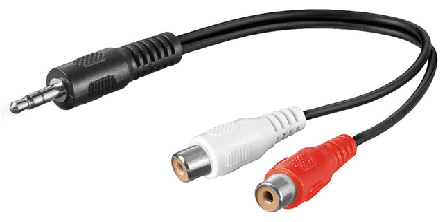 3,5 mm Jack(m) naar 2x RCA (v) audio adapterkabel - 20 cm - Zwart