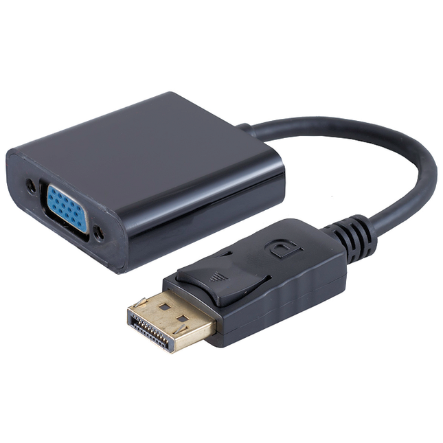 DisplayPort (M) naar VGA (V) adapter - 15 cm - Zwart