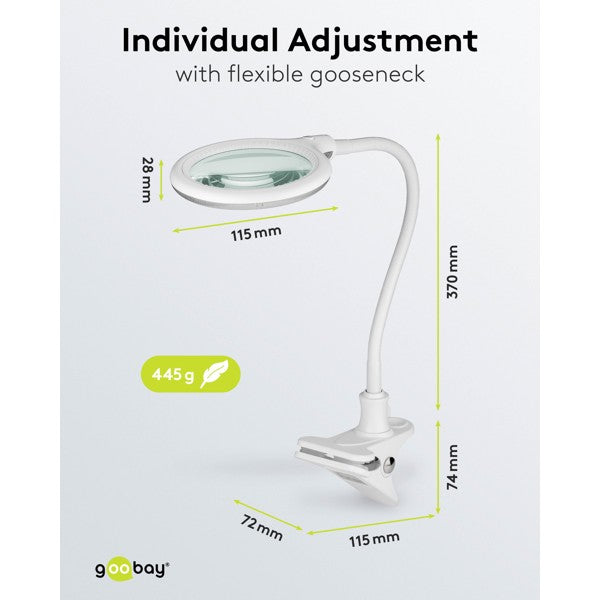 LED-Loeplamp met Klem – 6 W – 1,75x Vergroting – Wit