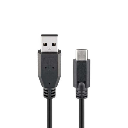 USB 2.0 snellaadkabel met Sync, 15 Watt - USB A naar USB C - 10 cm, Zwart