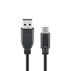 USB 2.0 snellaadkabel met Sync, 15 Watt - USB A naar USB C - 10 cm, Zwart