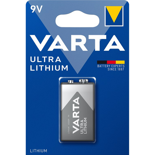 Varta Ultra Lithium 9 volt E lithium batterij - 6F22