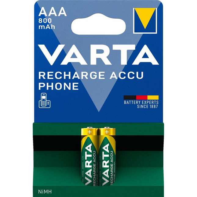 Varta Recharge 1.2 volt AAA batterijen - 2 stuks