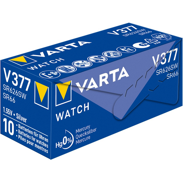 Varta 1,55 volt knoopcel batterij VV377 -  1  stuk