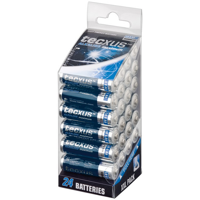 Tecxus alkaline 1.5 volt AA batterijen - 24 stuks