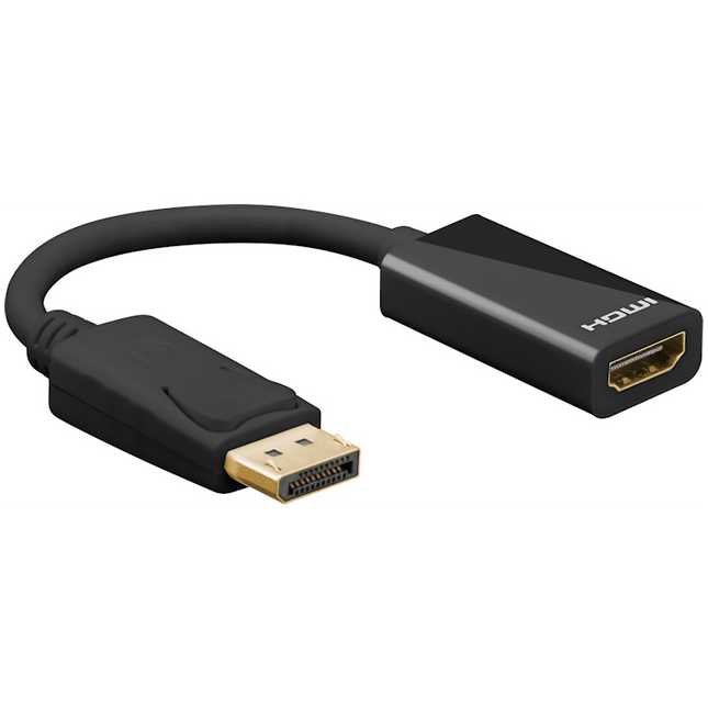 15 cm DisplayPort naar HDMI kabel - 4K/60Hz - DisplayPort 1.2 naar HDMI 1.4 - Zwart