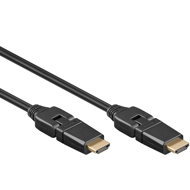 3 meter HDMI 2.0 kabel - 4K/60Hz - Met draaibare stekker - Zwart
