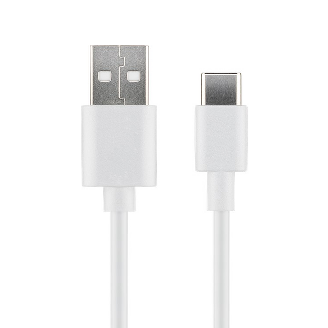 USB 2.0 snellaadkabel met Sync, 15 Watt - USB A naar USB C - 3 meter, Wit (Goobay)