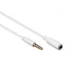 3,5 mm jack audio slim verlengkabel - 4 polig - 1,5 meter - Wit - Verguld