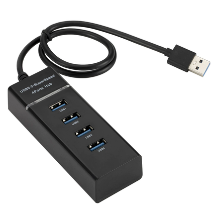 USB 3.0 hub - USB A naar 4 x USB A - Zwart