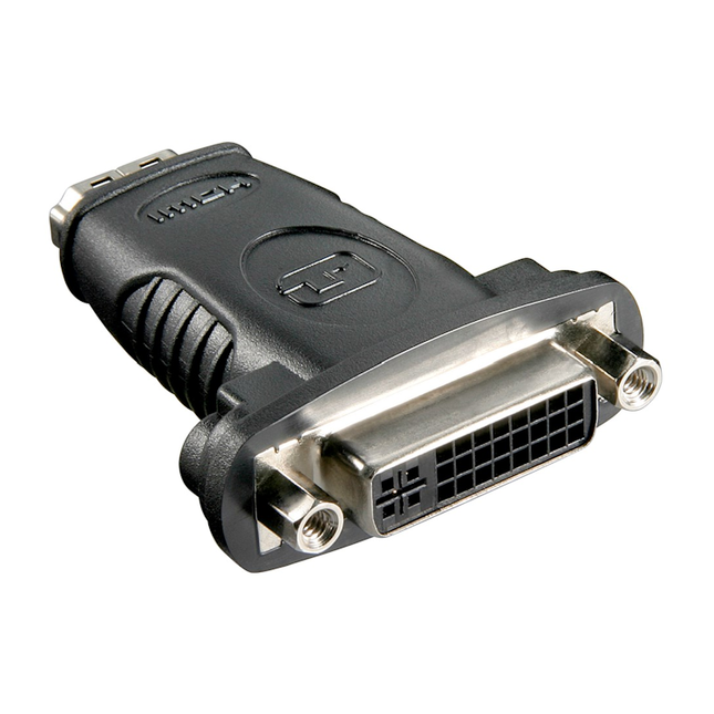 Female DVI-I Dual Link naar female HDMI adapter - Vernikkeld