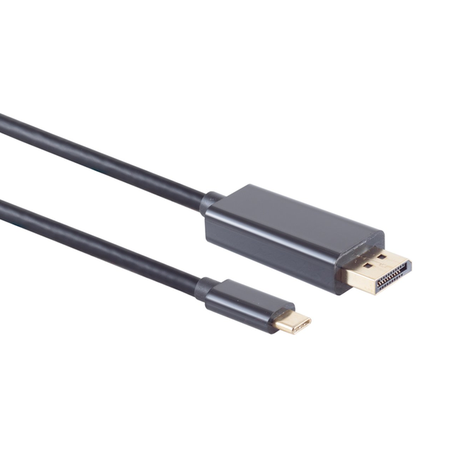 USB-C naar Displayport kabel - Met DP Alt Mode (4K 60 HZ)  -  3 meter - Zwart - Verguld