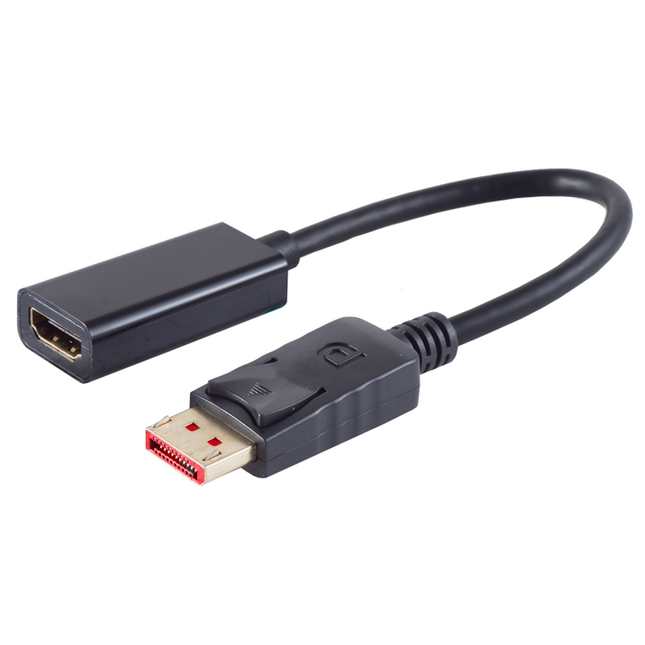 15 cm Displayport naar HDMI kabel - 4K/60Hz - Displayport 1.4 naar HDMI 2.0 - Zwart