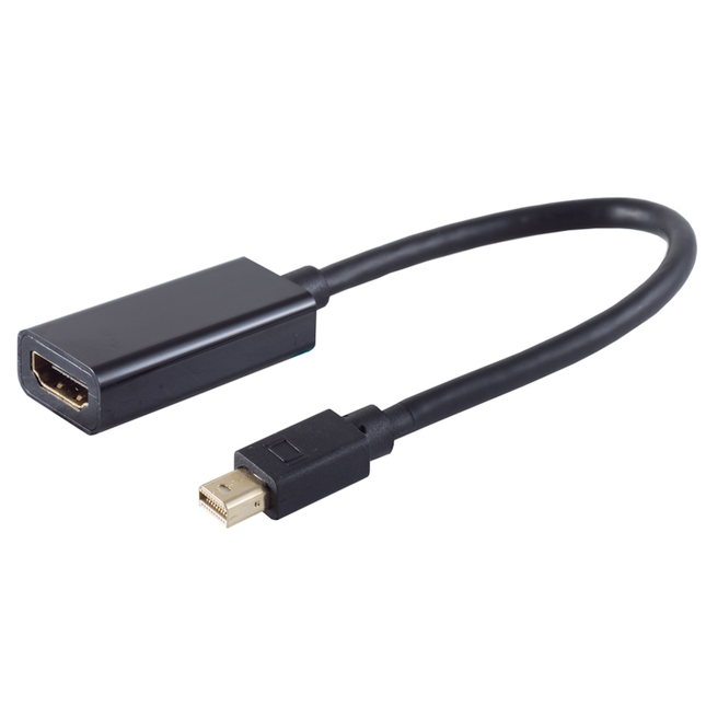 15 cm mini DisplayPort naar HDMI kabel - 4K/60Hz - DisplayPort 1.4 naar HDMI 2.0 - Zwart