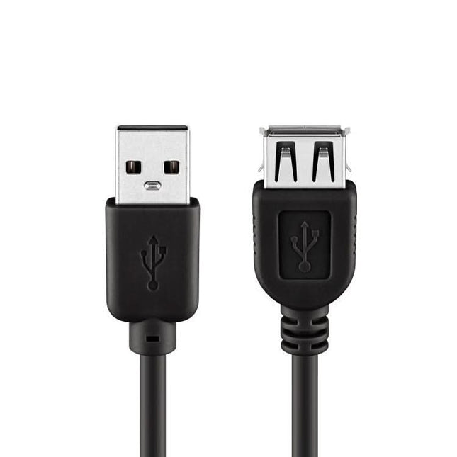 USB 2.0 verlengkabel - Male USB A naar female USB A - 3 meter - Zwart