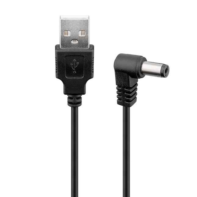 DC plug haaks naar USB A - 5,5 x 2,1 mm - 1,5 meter -Zwart