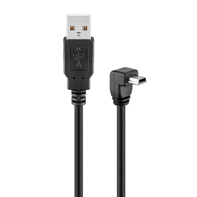 USB-A naar Mini-USB kabel 90° omhoog - 3 meter - Zwart - USB-2.0 - Inline®