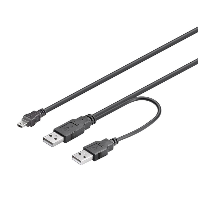 USB 2.0 Mini-USB Dual-Power data & voedingskabel - 0.6 meter