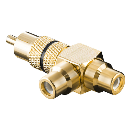 RCA Y audio adapter/splitter - 1x mannelijk RCA naar 2x vrouwelijk RCA - Zwart - Verguld