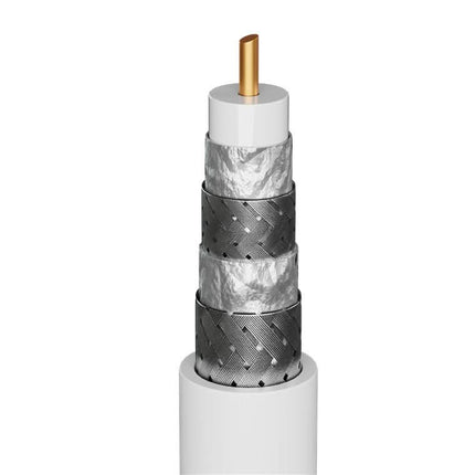 Goobay coaxkabel - 1 meter - 4-voudig afgeschermd - Coax (IEC) mannelijk naar vrouwelijk - 100% koper - Wit - 2 x haaks