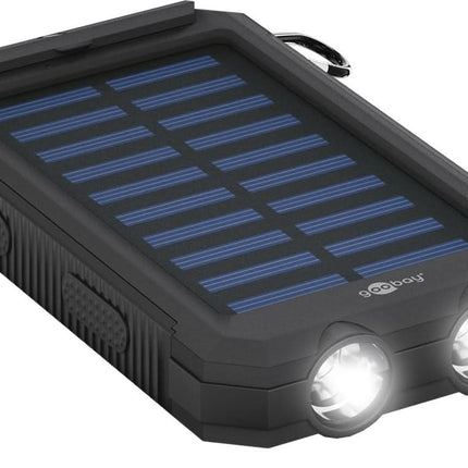 8.000 mAh Solar powerbank  -  2x USB-A - Zaklamp - IP44