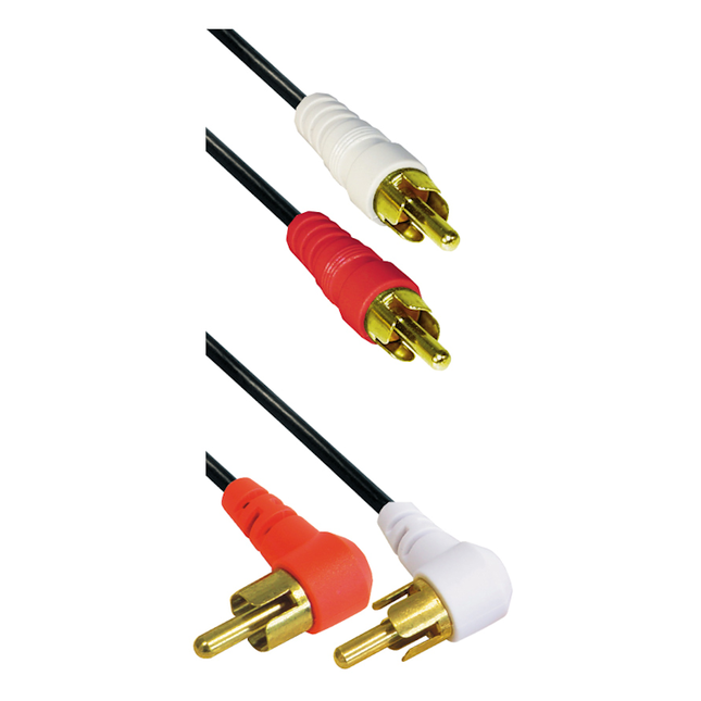 Tulp composiet audiokabel - RCA male naar RCA male - Cinch kabel - Gold-plated -  1,5 meter - Haaks