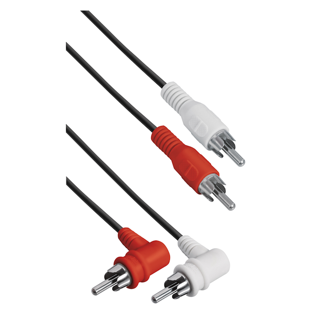 Tulp composiet audiokabel - RCA male naar RCA male - Cinch kabel - 1,5 meter - Haaks