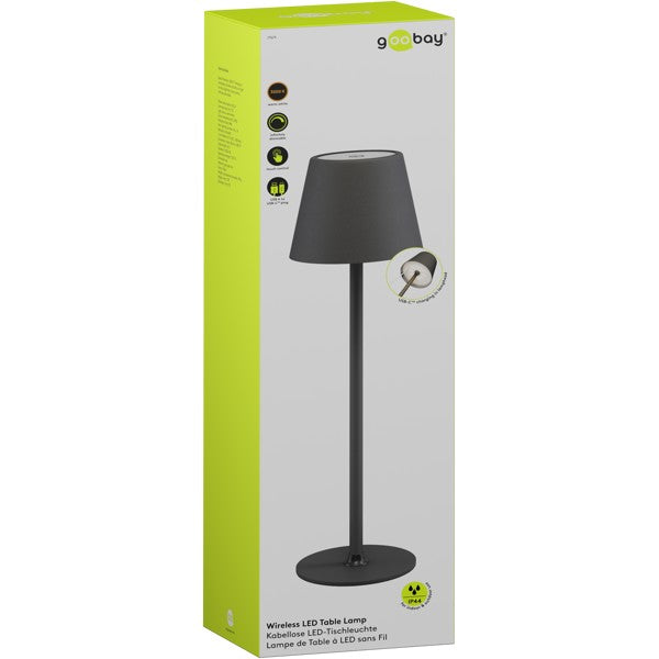 Draadloze LED-Tafellamp – 37,5 cm – Warm Wit – Dimbaar – Zwart