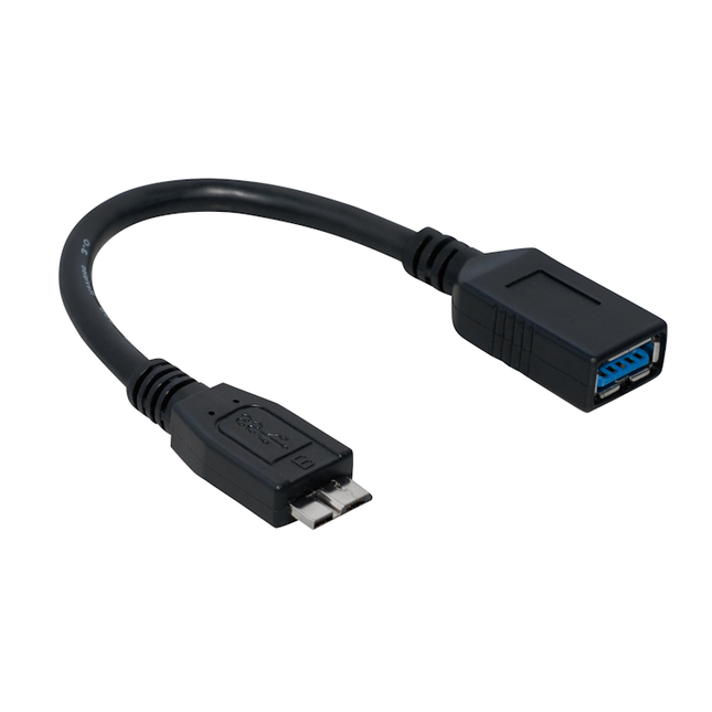 Micro USB naar female USB A adapter - Zwart - USB OTG (On-The-Go) - USB 3.0 - 10 cm