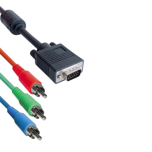 1 meter VGA naar RGB verloopkabel - 3x 5mm Cinch(RCA) stekker