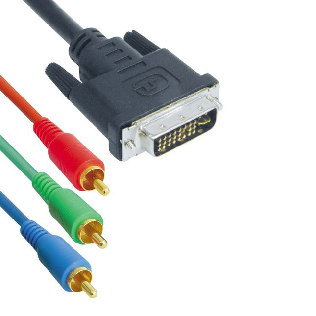 10 meter DVI naar RGB verloopkabel - 3x 5mm Cinch(RCA) stekker