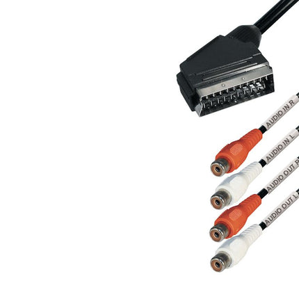 Scart naar 2 x audio in RCA + 2 x audio uit RCA - 20 cm