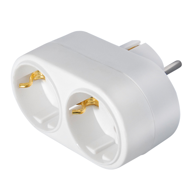 stopcontact splitter duo verloop -wit - Horizontaal - Randaarde