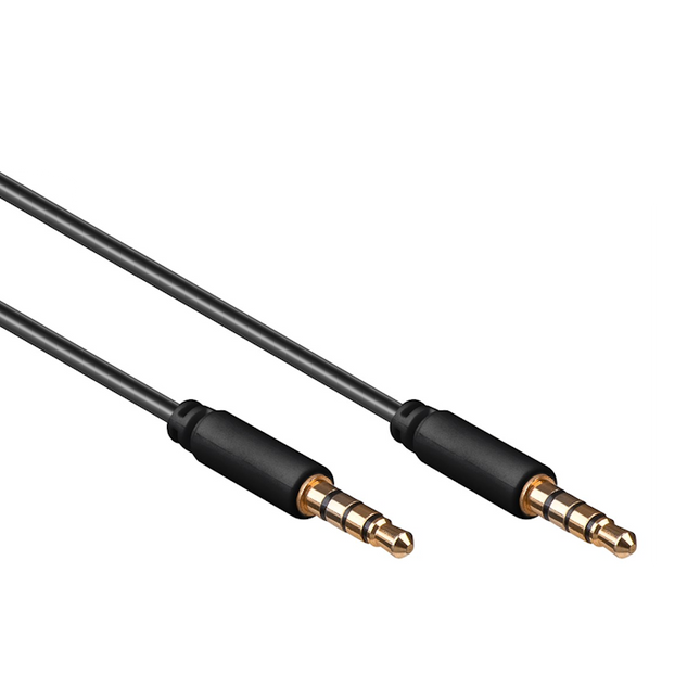 3.5 mm jack audiokabel - 30 cm - Gold-plated - Transmedia Slim
