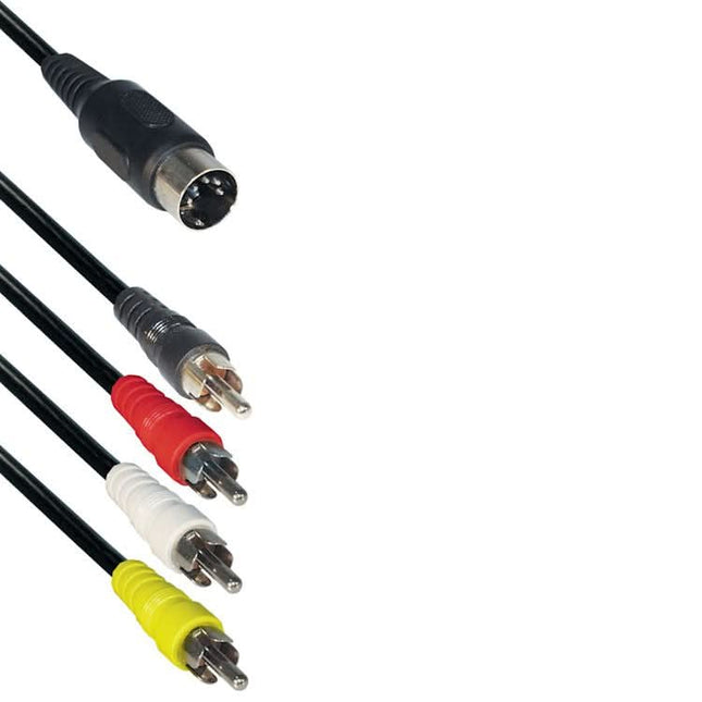 Din 5-pins naar 4x RCA audiokabel - 1,5 meter - Zwart