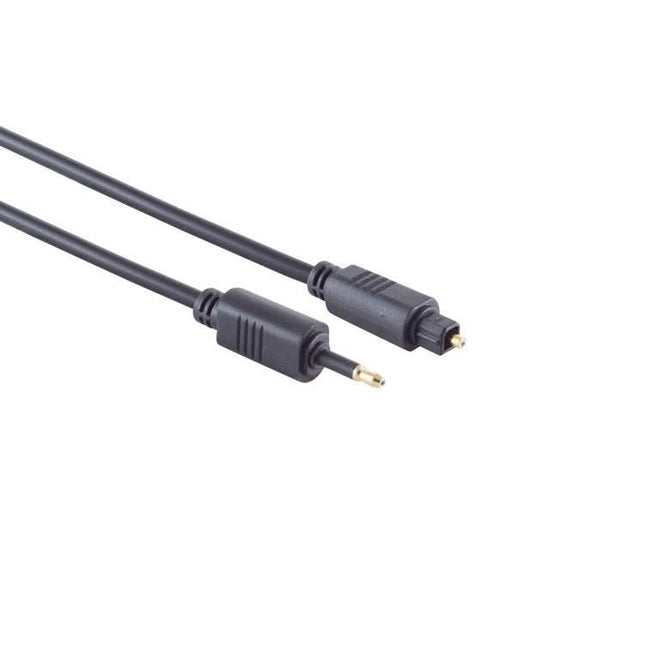 Toslink kabel - 5 meter - Toslink naar Mini Toslink - 4 mm - Zwart