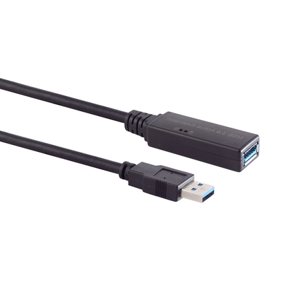 Actieve USB A naar USB A verlengkabel - USB 3.0 - 15 meter - Zwart