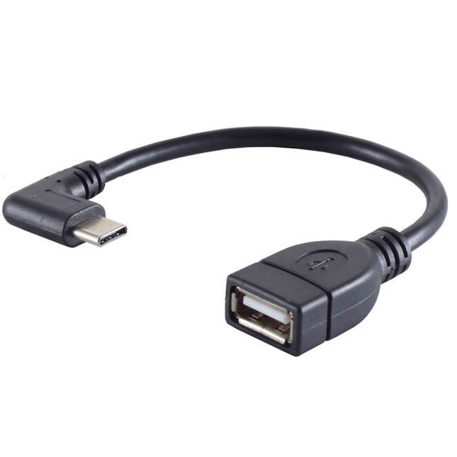USB C naar female USB A adapter haaks - Zwart - USB On The Go
