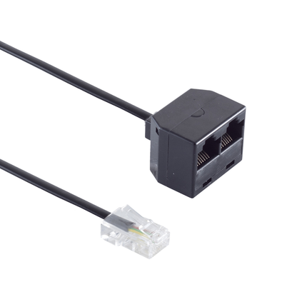 Telefoonsplitter - RJ11- 6 meter - Zwart