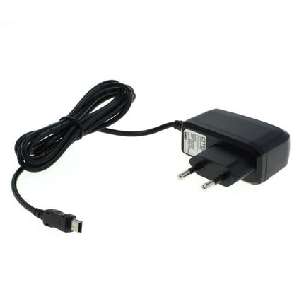 Thuislader met USB mini B - Vaste kabel - 1,1 meter - Zwart